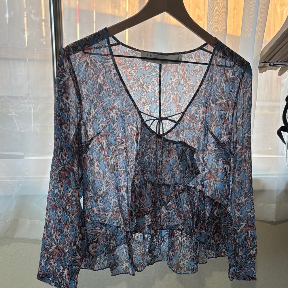 IRO Multicolor Sheer V-Neck Blouse